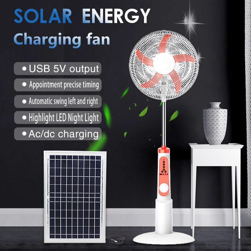 Wholesale New Product Outdoor Lead Acid Battery AC DC 12V 16 Inch Rechargeable Floor Standing Solar Electric Fan With Light