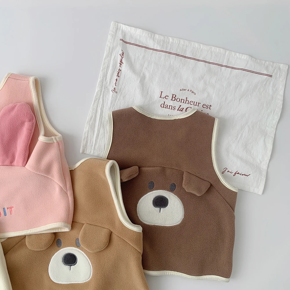 Purorigin Cute Animals Panda Sleeveless Warm Casual Sports Windproof Outdoor Fleece Kids Vest Jacket Softshell Waistcoat