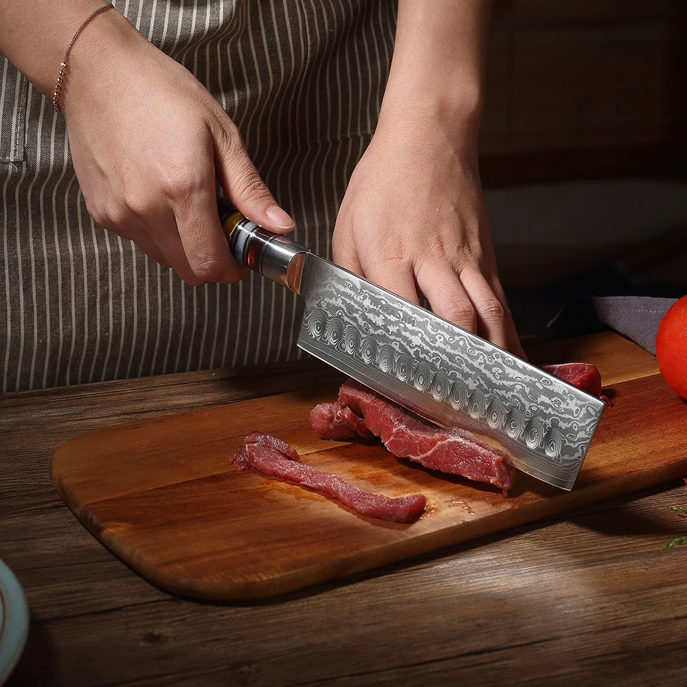 High Quality 7Inch 67 Layers Japanese VG10 Damascus Nakiri Knife