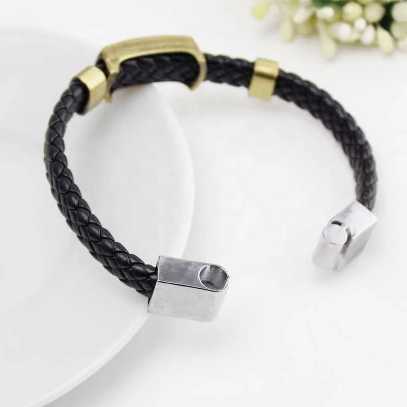 Factory Wholesale High Quality Men Weave Bracelets Jewelry Unisex Handmade Weave Leather Anime Bracelets