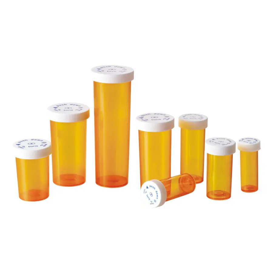 Янтарные пустые пластиковые флаконы с защитой от детей для 6DR 8DR 10DR 13DR 16DR 20DR 30DR 40DR 60DR