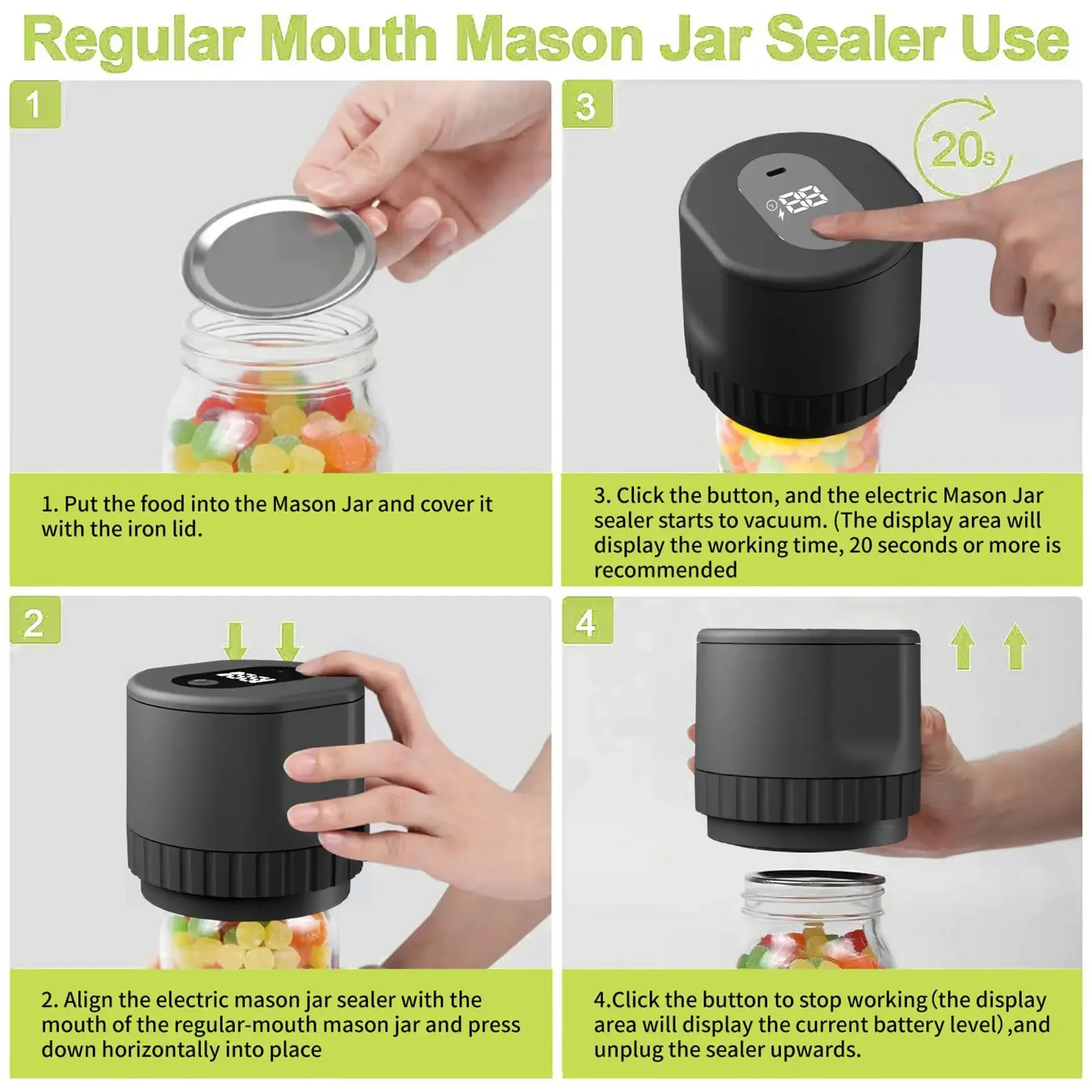 Recycled MINI Automatic Kit Food Storage Electric Mason Jar Vacuum Sealer with Lids