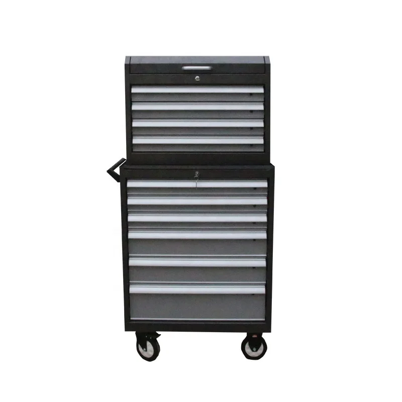 China 10 drawers tool cabinets tool cart general tool box parts cabinet with hanging board and wheels