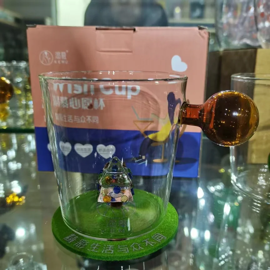 2022 New Arrive 3D Flamingo White Bear Deer Duck Animal Figure Inside Glass Cup Mug With Ball Handle