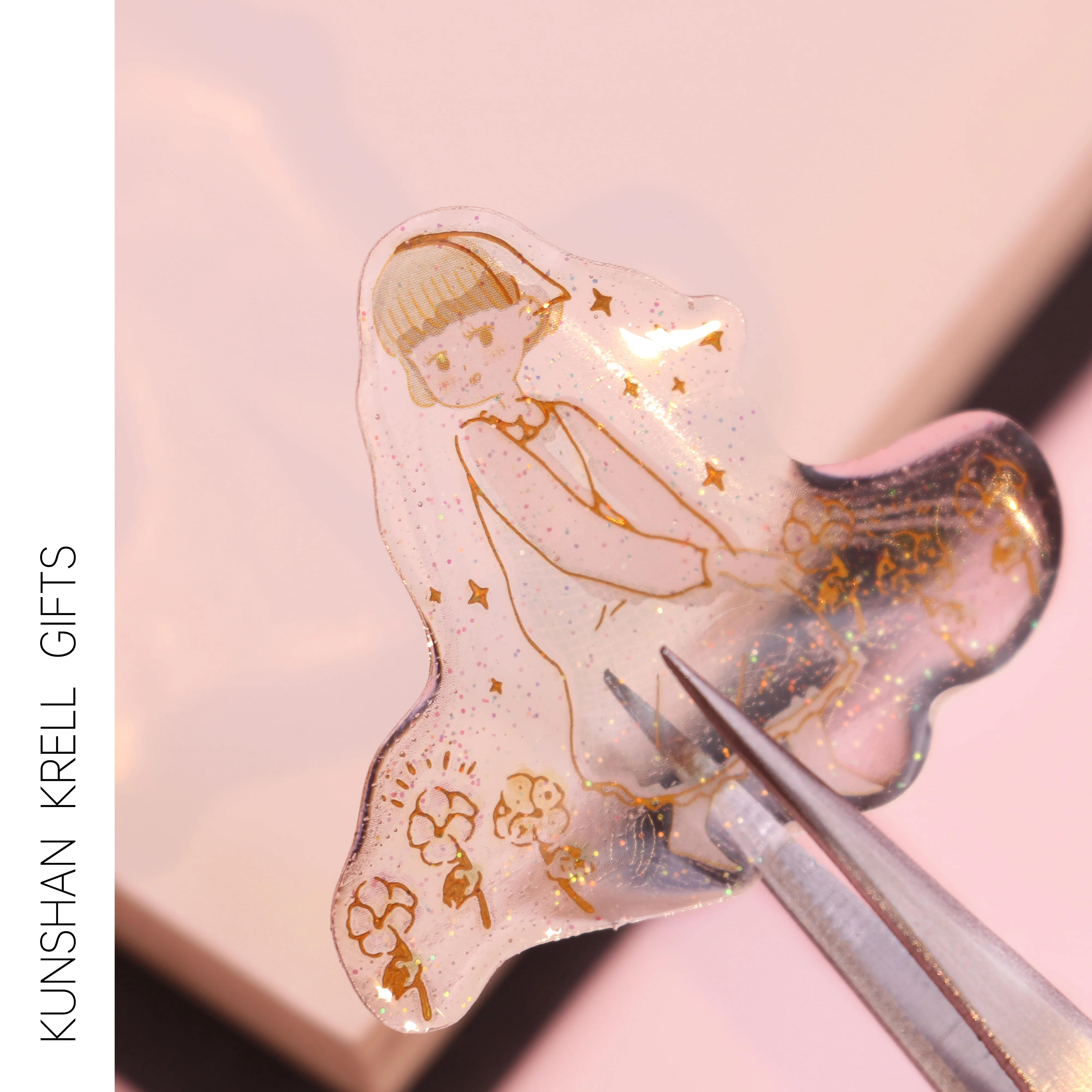 Printing hand account Wholesale Custom Cute Charm Waterproof Anime Sticker Laser Glitter Sticker