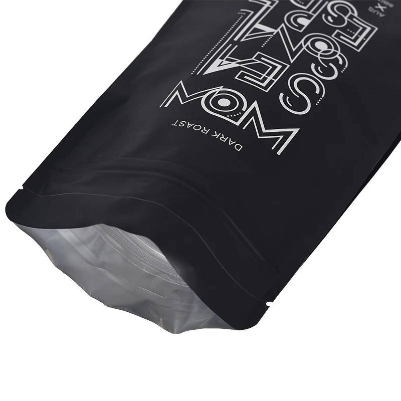 Custom Printed Matt Black Aluminum Foil 250g 500g 1kg Flat Bottom Coffee Packaging Bag With Zipper
