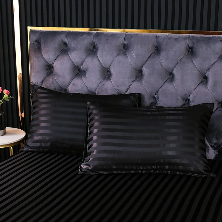 AMZ Hot Sale Textured Satin Throw Pillow Cover Solid color Striped Patterned Satin Silk Pillow Case Pillow Cover