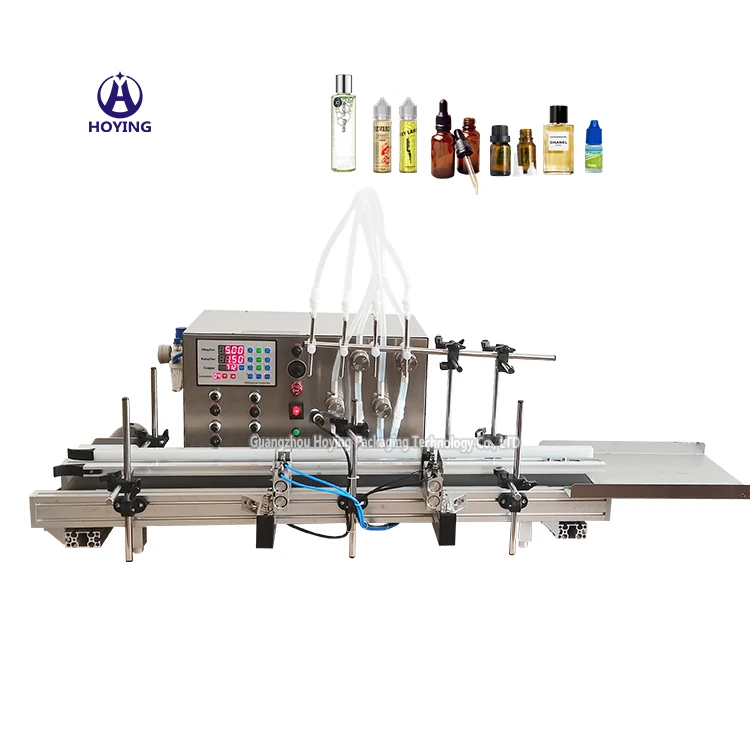 6 Heads Automatic Oral Liquid Essential Oil Solvent Glass Vial Small Bottle Filling Machines With Conveyor For Perfume