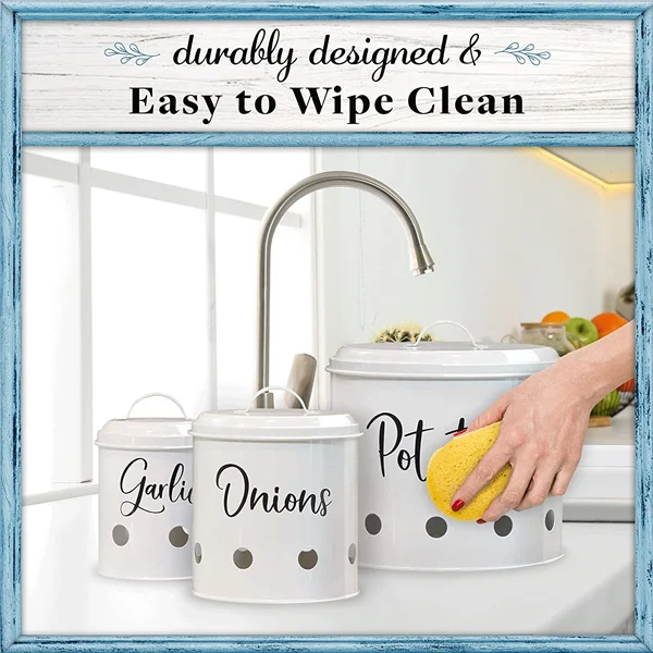 Potato Onion & Garlic Kitchen Canisters Set of 3