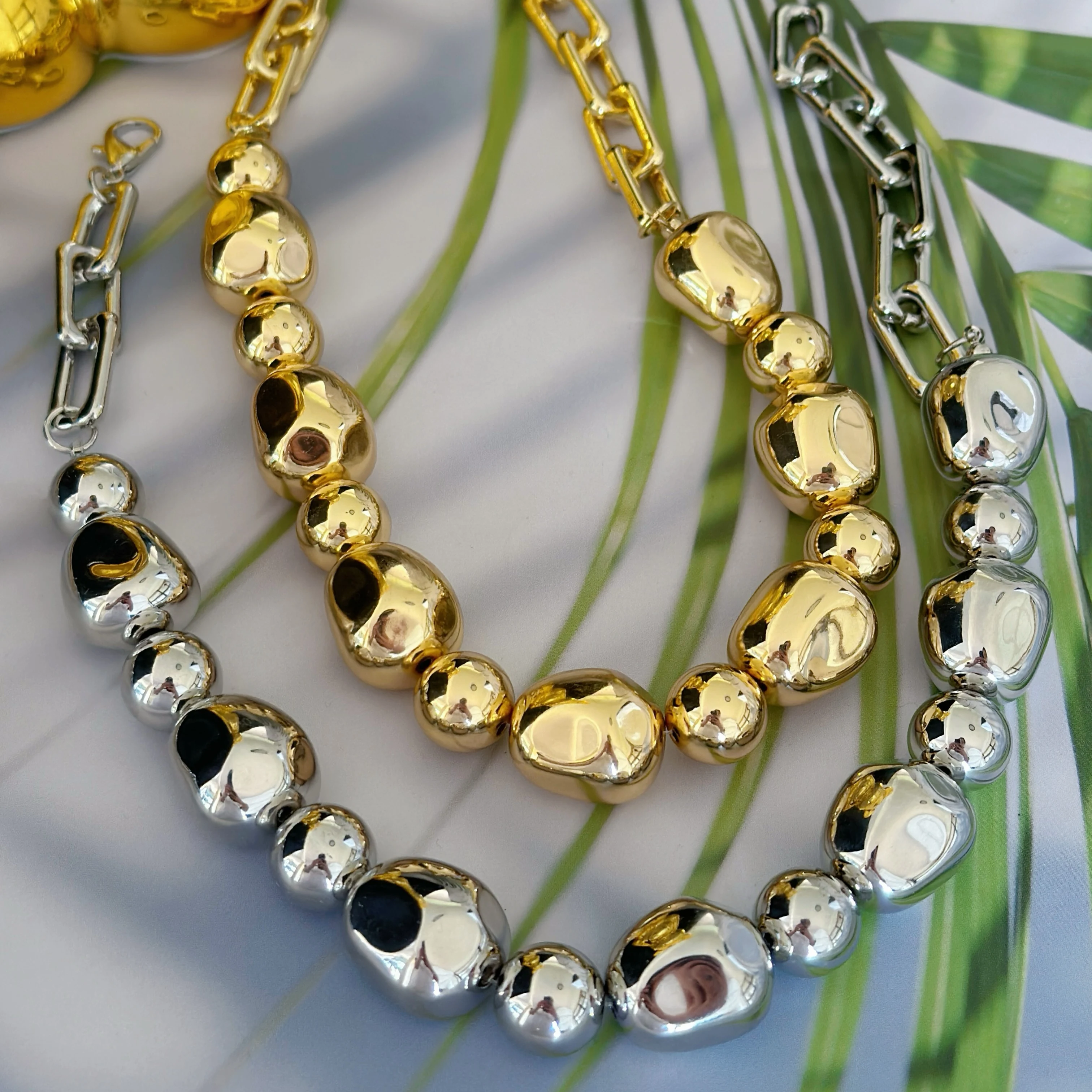 Wholesale Irregular Gig CVB Beaded Fashion Chokers Necklace 18k Gold 925 Silver Plated Jewelry Necklace Women Luxury