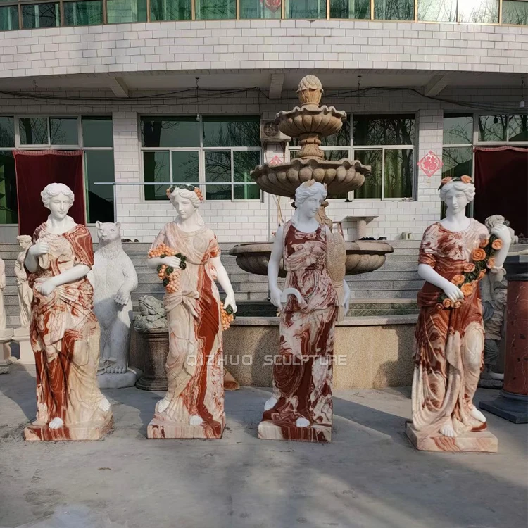 Garden Outdoor Decoration Hand Carved Life Size Stone Four Season Sculpture Marble 4 Seasons Statues