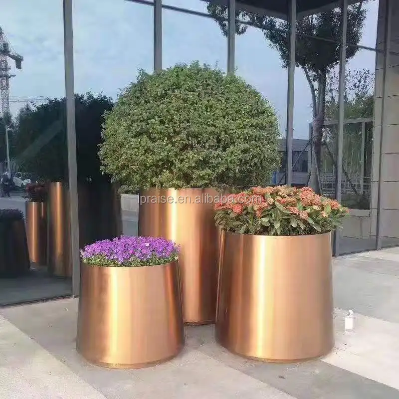 Highway Planting Trees Big Flower Planter Pot Large Flower Pot with stainless steel