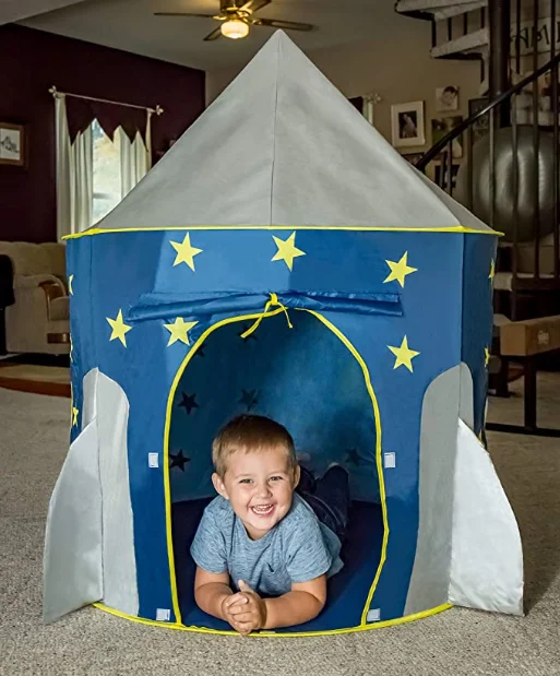 Палатка FoxPrint Rocket Ship с тематикой космического пространства Игровая палатка-космический игровой домик-космический корабль палатка для детей-Складная всплывающая звезда