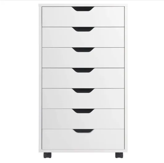 Combohome Living Room Bookcase Wooden Single Shelf Bookcase 7 Drawer White Slide Book Case