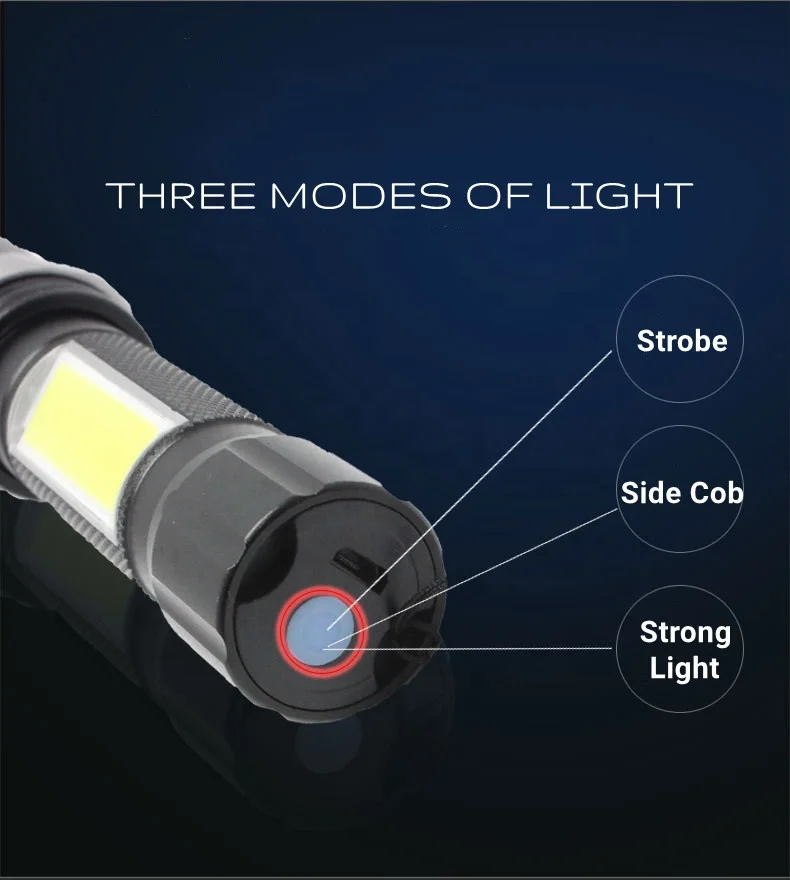 Portable Pocket  Flash light Rechargeable Aluminum Waterproof Zoomable  Mini Led Torch Lights for Camping