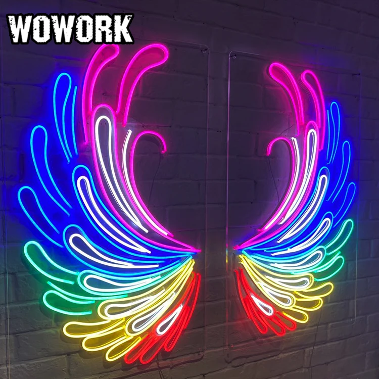 2023 г., фабрика WOWORK, индивидуальный подвесной красочный акриловый логотип 3D RGB, гибкая неоновая вывеска для украшения магазина