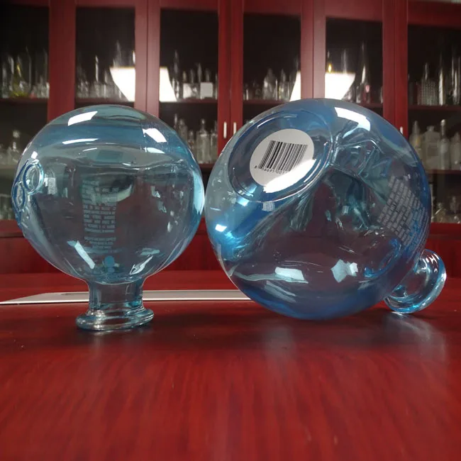 1L 34oz Blue Painted Custom Made Highest Grades Ocean Organic Vodka Glass Bottles With Glass Stopper