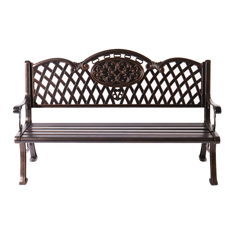 European Vintage Patio Backyard Furniture Outdoor Cast Aluminum Park Garden Bench
