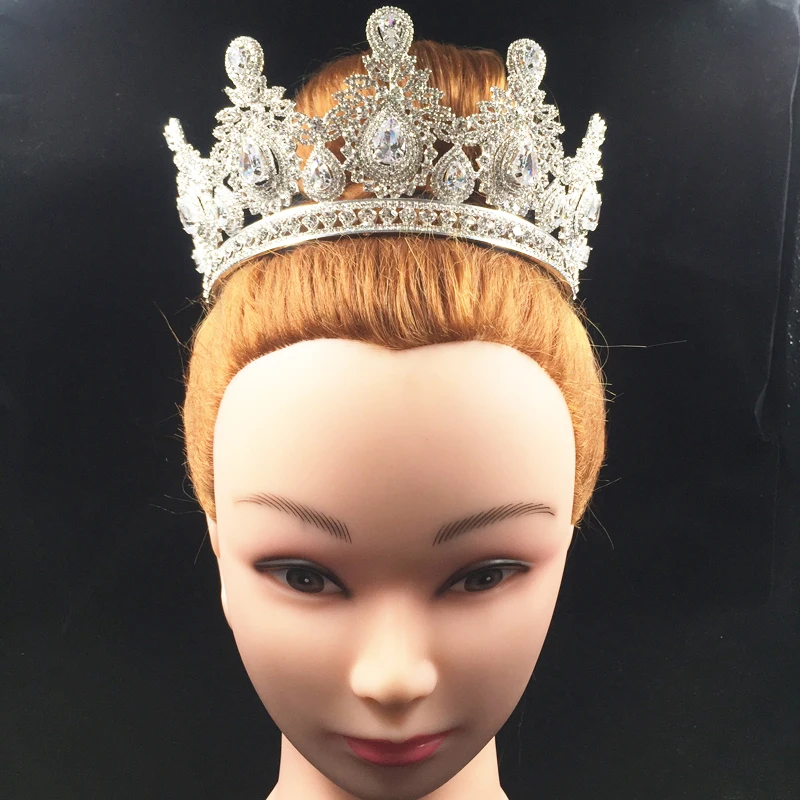 Wedding Accessories Bridal Hair Tiaras Water droplets Hair Crown Copper Rhinestone sliver Plating Wedding Crowns BC3620