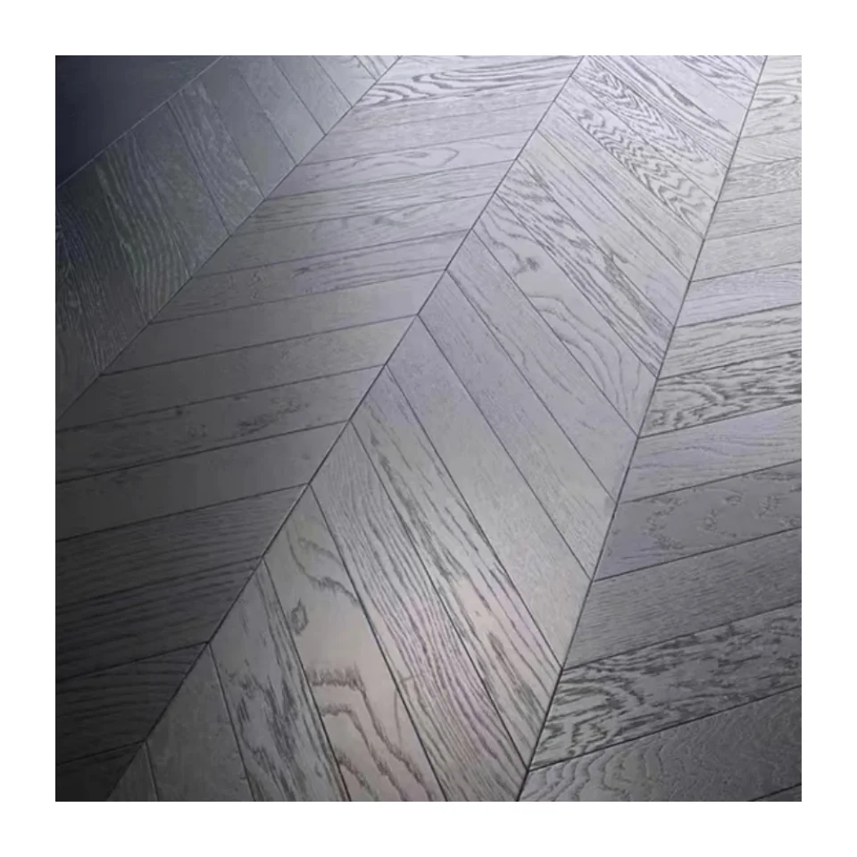 Pure Black Oak Multi-layer Solid Wood Composite Flooring Hotel Office Light Luxury Floor 15mm Oak Engineering Wood Flooring