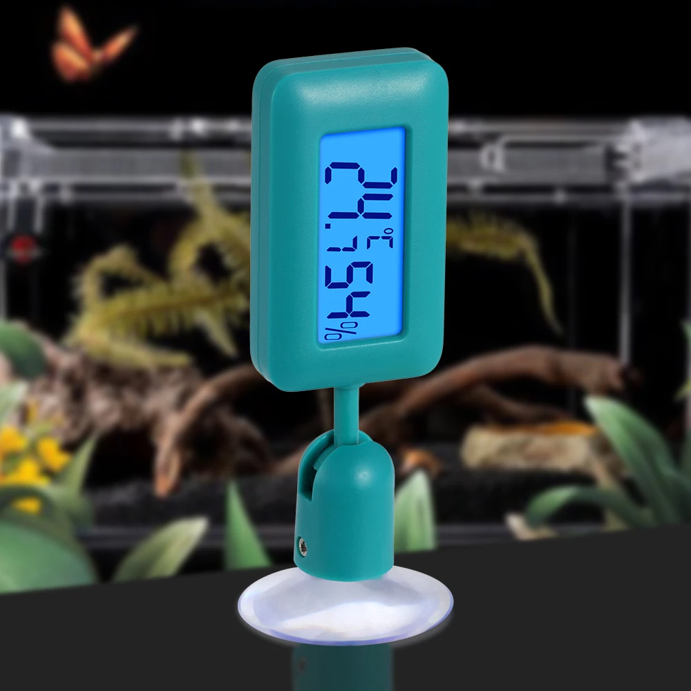 Indoor Animal Pet House Digital Thermometer Reptile Hygrometer With Suction Cup For Glass