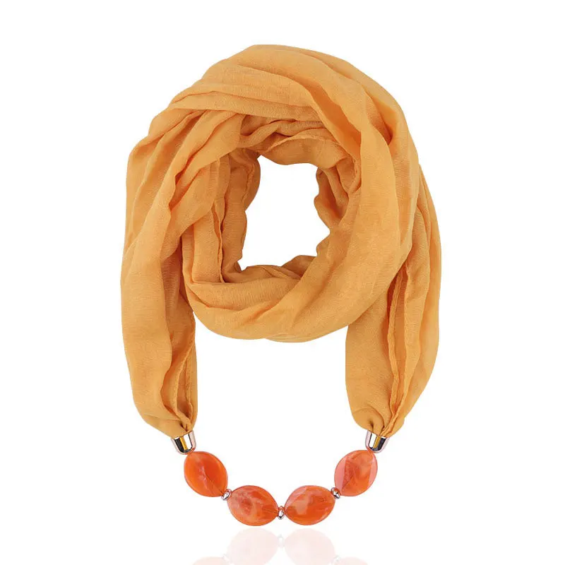 Wholesale New Cotton Voile Scarf Jewelry Accessories Small Neck Scarf Women Solid Color Necklace Pendant Shawls Round Scarves