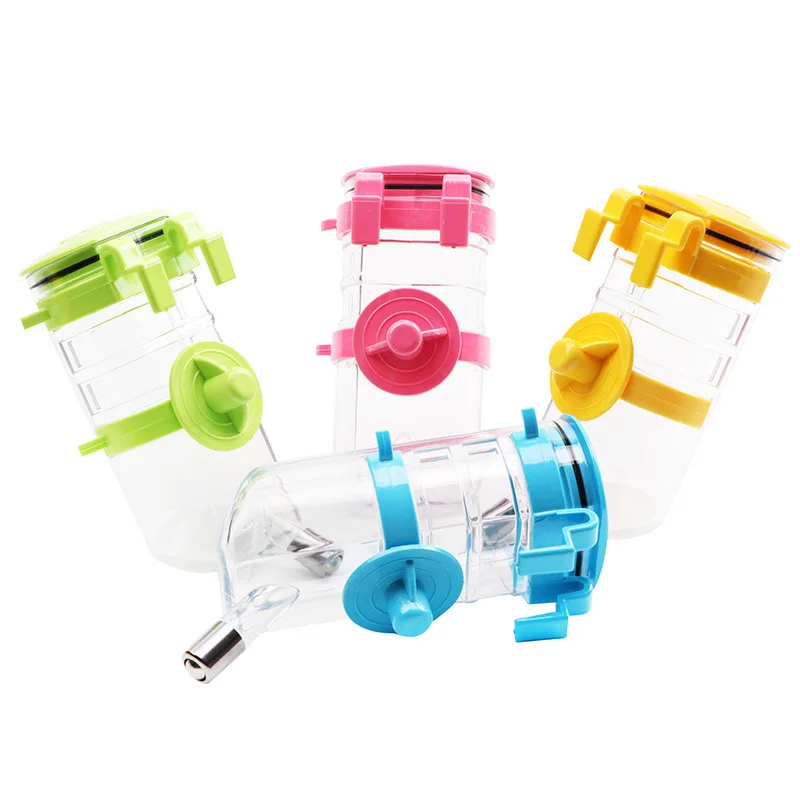 6 Angle body stainless steel bottle spout wall cage fence hook hanging Pet licking refill bottle