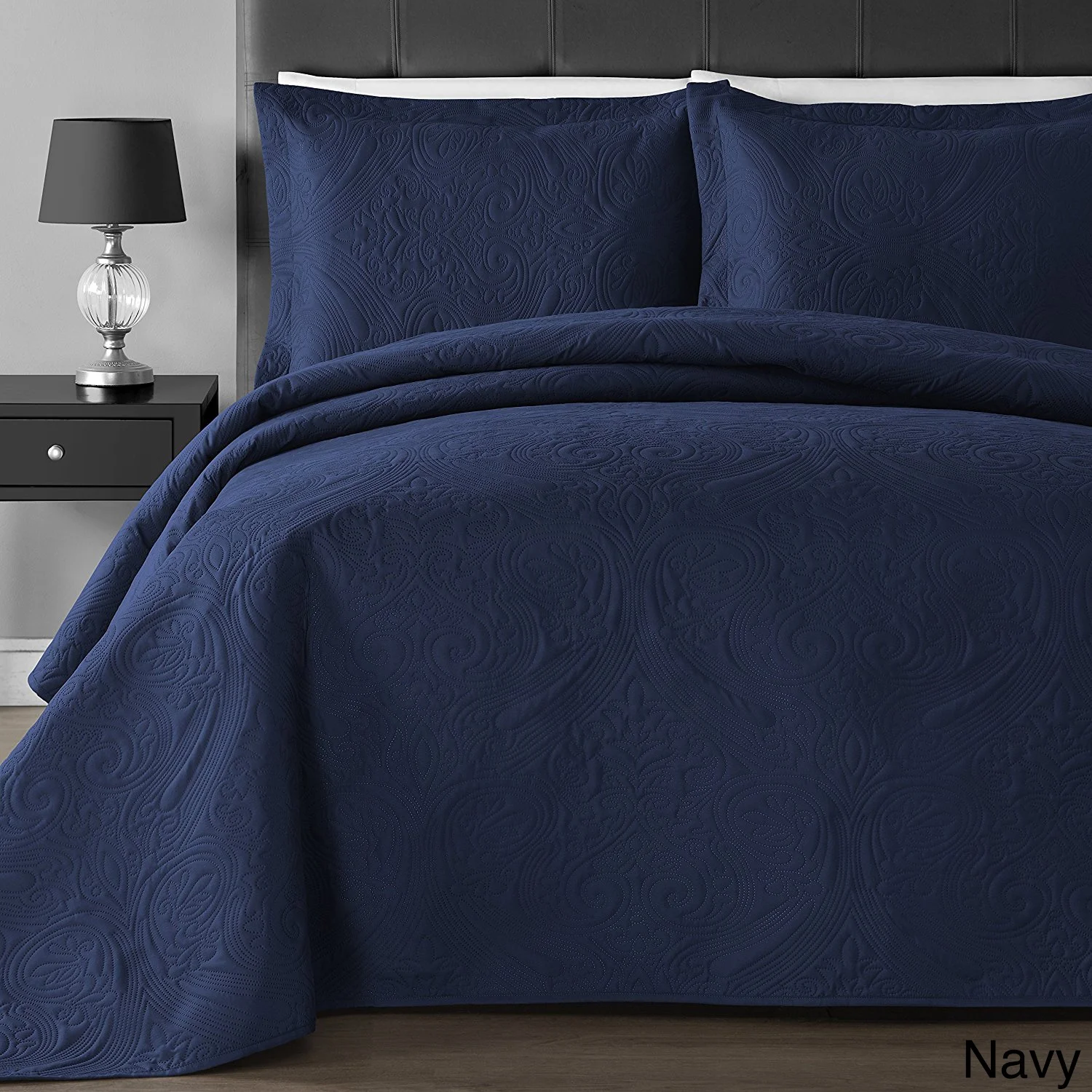 Manufacture Coverlet Set with Shams Ultrasonic Quilt Sets Bedspread 3 Piece in Solid Color