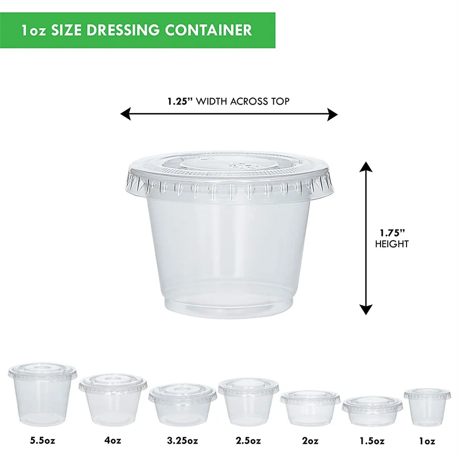 1 oz. Plastic Disposable Portion Cups with Lids, Souffle Cups