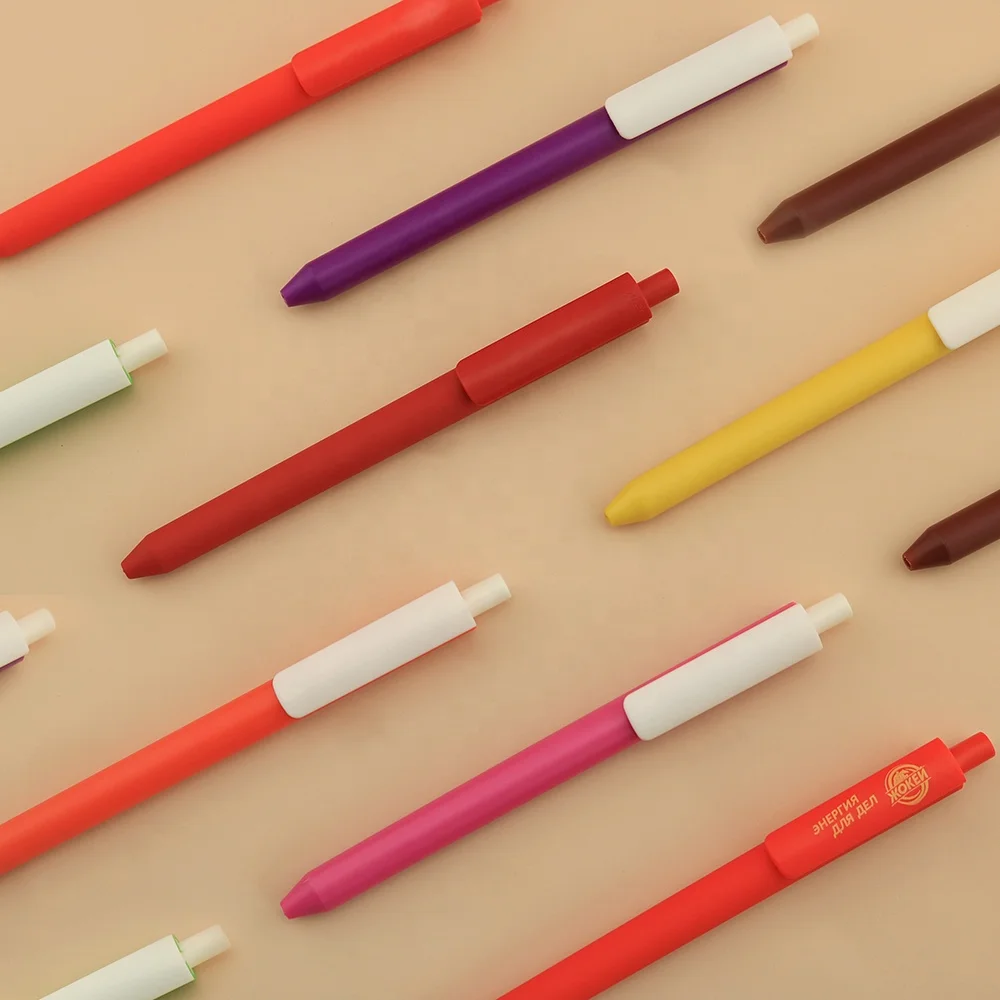 Custom logo printing plastic pen clip rubber grips for Plastic Ballpoint Pen, pen with logo printing