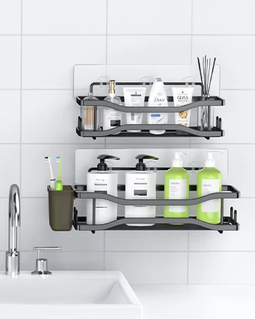 Suitable for bathroom black with soap shampoo bathroom shower storage organizer metal material hard and durable