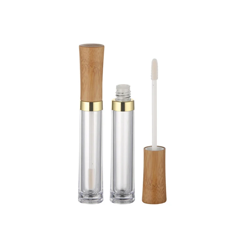 Portable Bamboo Lip Gloss Tube with Dropshaped Hole Includes Glass Tube and Lid for Cosmetic Use