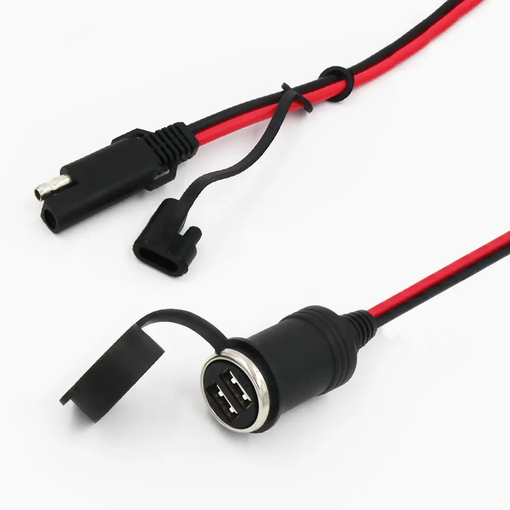 Переходник SAE на два USB кабель 1 5 м автомобиль мотоцикл быстрое зарядное устройство для телефона планшета