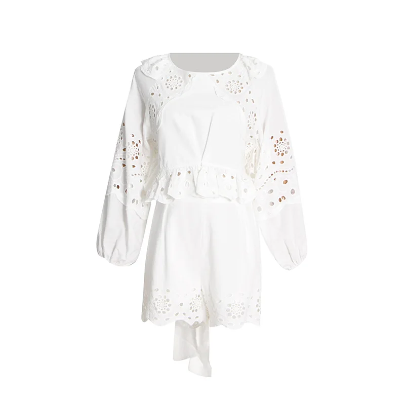 New fashion lantern sleeves round neck pleated print loose corset short dress women