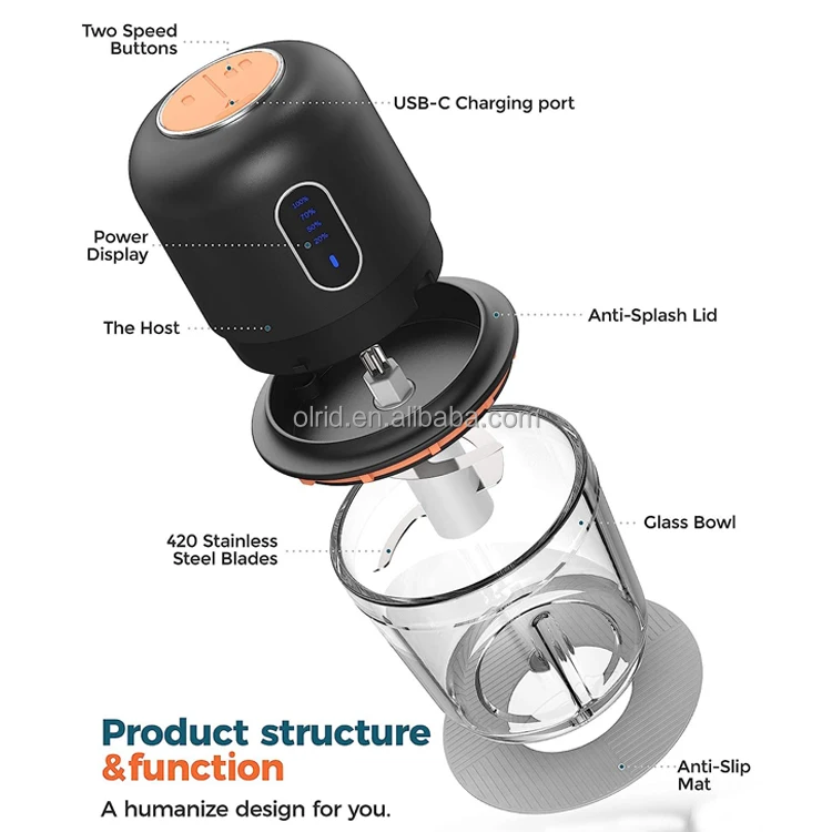 Hot selling mini rechargeable baby food blender kitchen chopper customized baby food maker processor 600ml mini food chopper