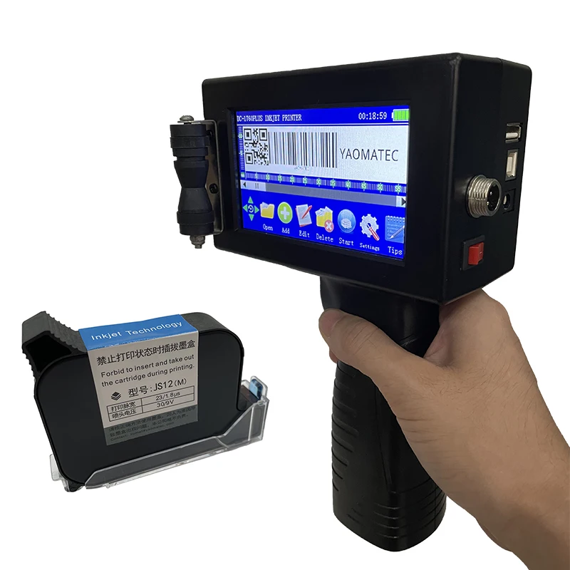 YAOMATEC  Handheld Inkjet Hand jet  Printer 26 Languages 12.7 mm Portable Handheld Printer