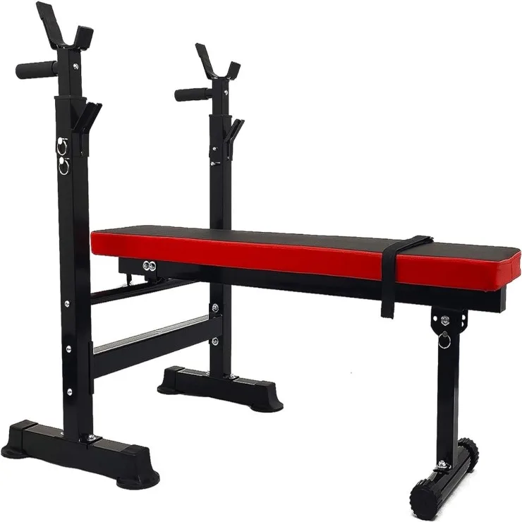 Wellshow Sport Weight Bench Adjustable Workout Bench Set with Squat Rack Adjustable Folding Multifunctional Workout Station