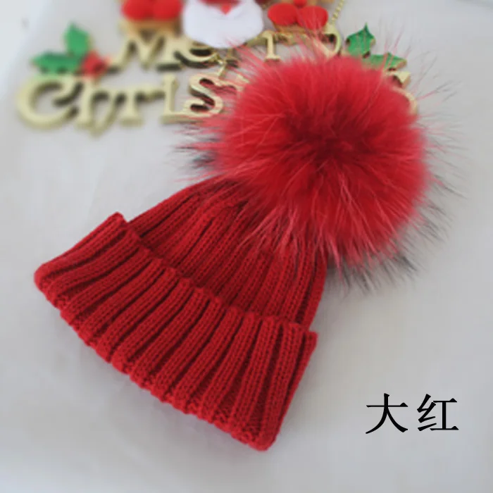 Индивидуальный дизайн, симпатичная Детская Зимняя Шапка-бини из меха енота