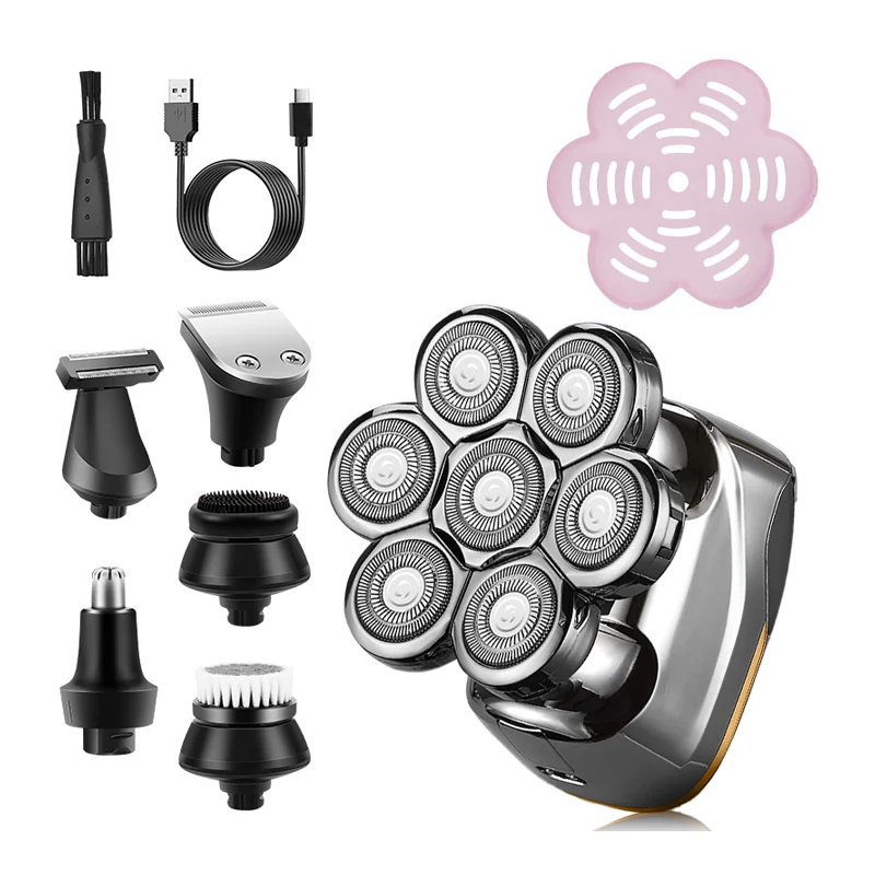 RESUXI LK-8730 7D Head Shavers LCD display washable electric Razor 6 in 1 Cordless Shaver multifunctional floating shaver