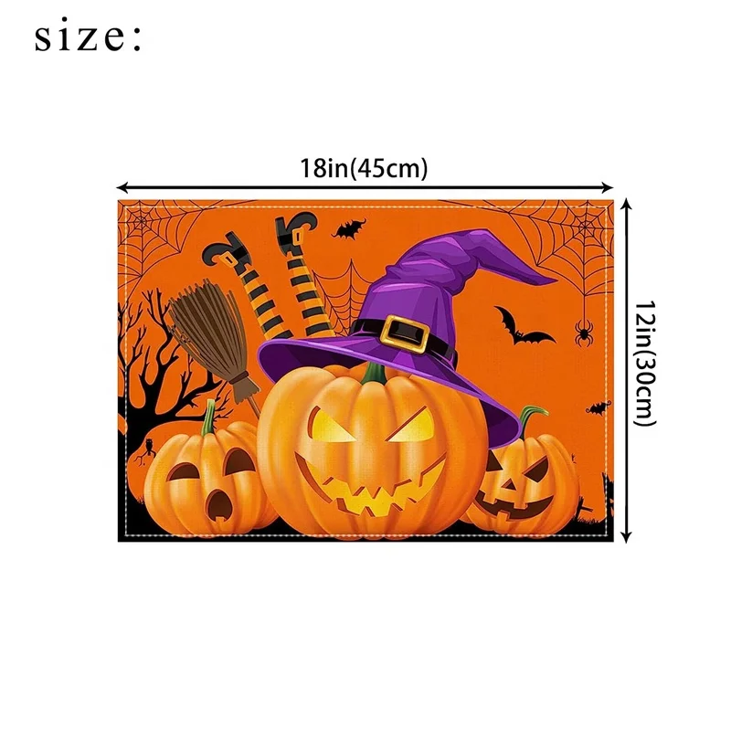 Hallowmas Easter Luxury Dining Linen Place Mats 12*18 Inch Rectangle Modern Design Fancy Ghost Pumpkin Table Mats Wedding Party