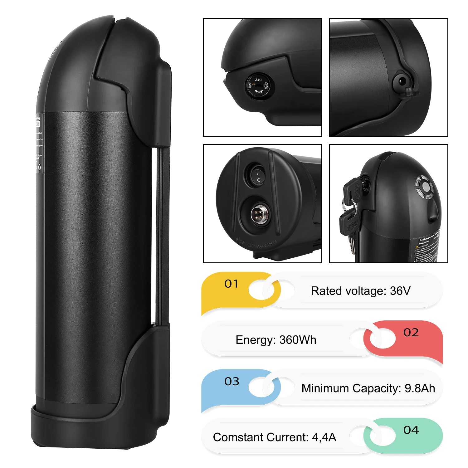 Electric Bicycle Battery 36v 10ah ebike water bottle battery