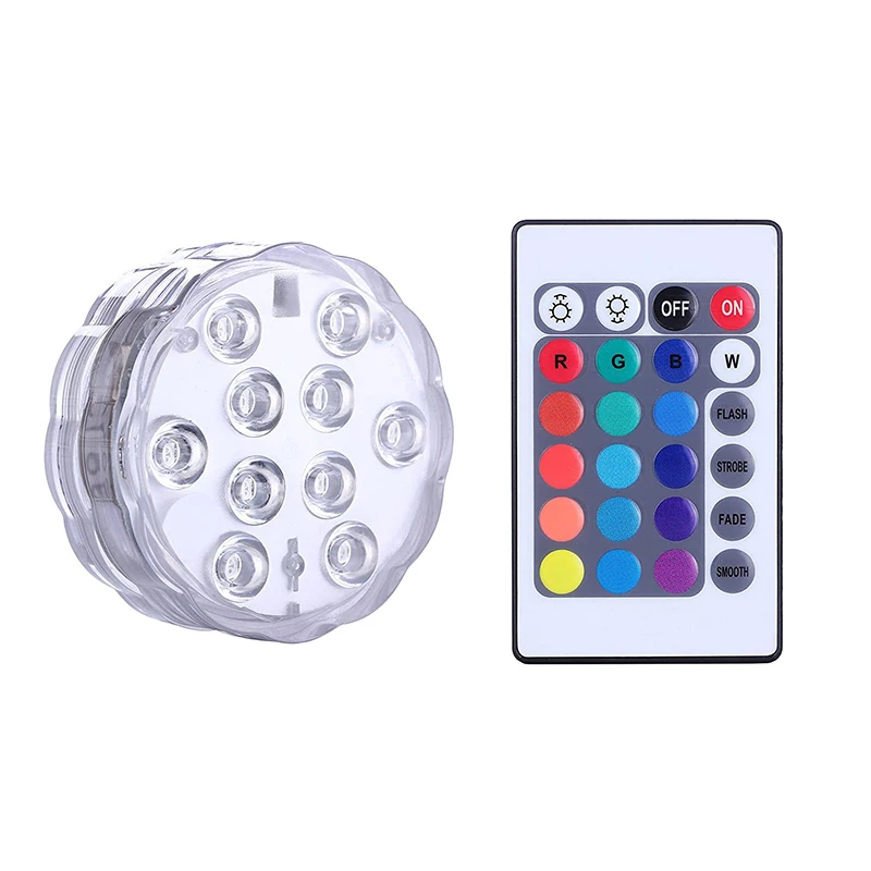IP68 Водонепроницаемый 10 светодиодов RGB Освещение для бассейна красочное Подводное освещение Пруд аквариум погружная лампа с контролем