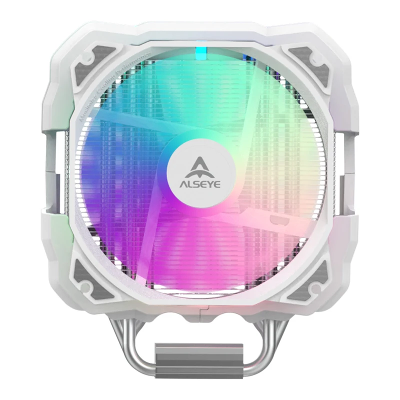 ALSEYE White M120D-Plus Dual Fans CPU cooler with Real Time Temperature Display for White Gaming PC Case