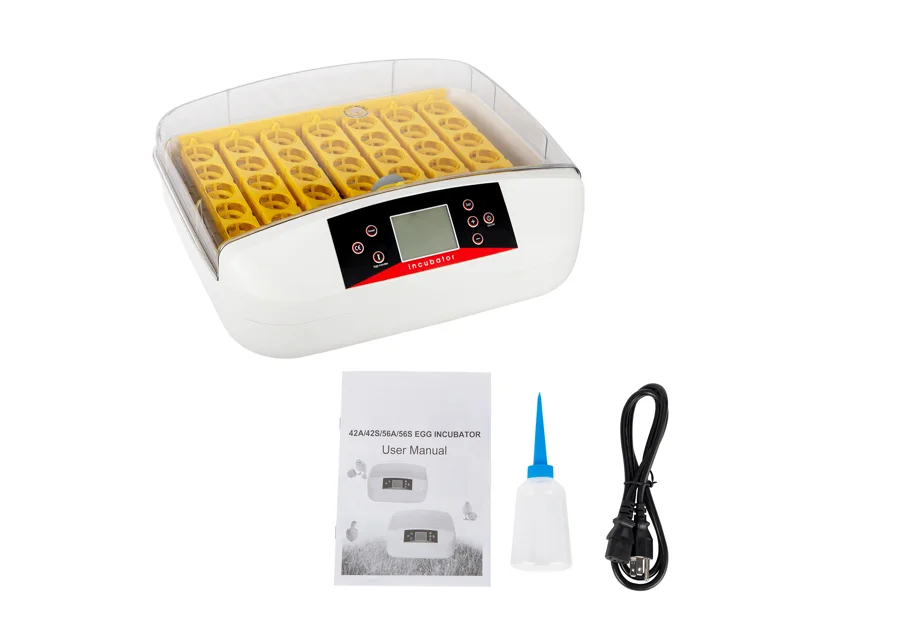 42-Egg Practical Fully Automatic Poultry Incubator with Egg Candler US Standard Yellow & & White & Transparent