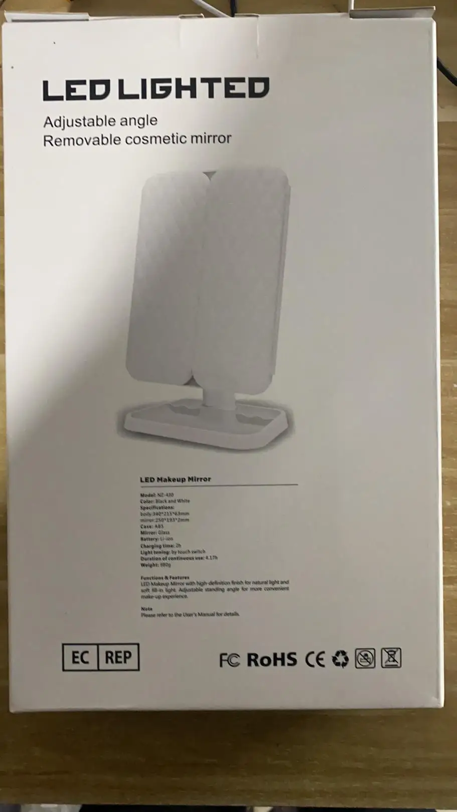 desk lamp three-sided folding touch sensor 180 degree rotating vanity magnifying wall mounted led foldable make up mirror