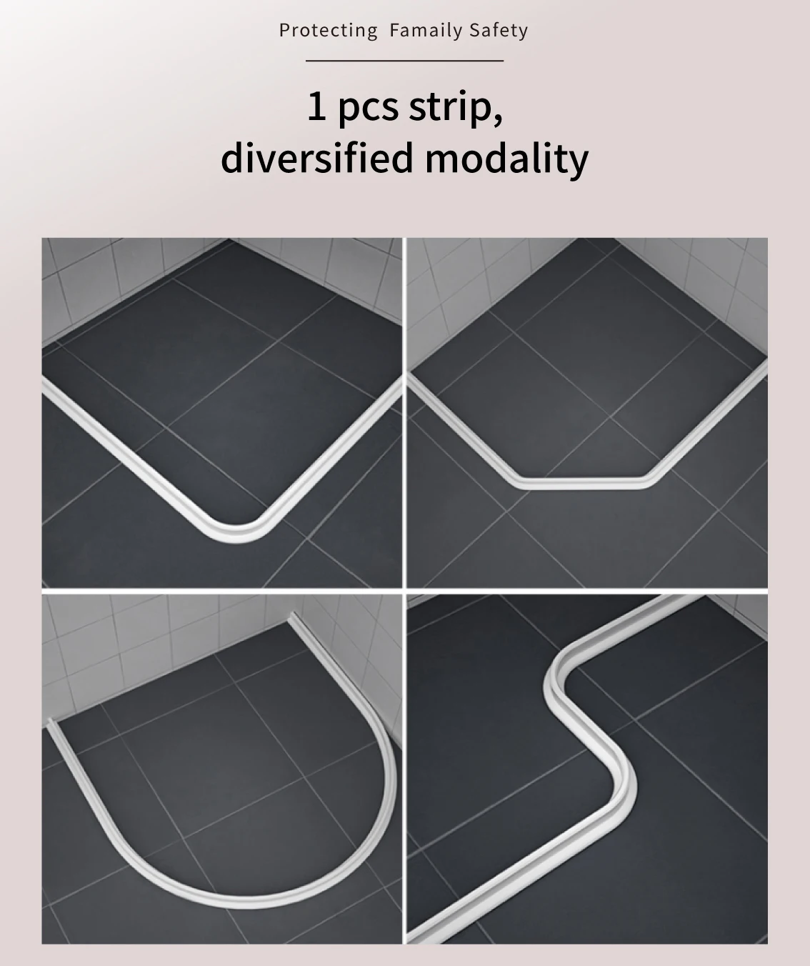 Bathroom Kitchen Silicone Shower Water Barrier Threshold Water Dam Retention System Floor Water Stopper Strip