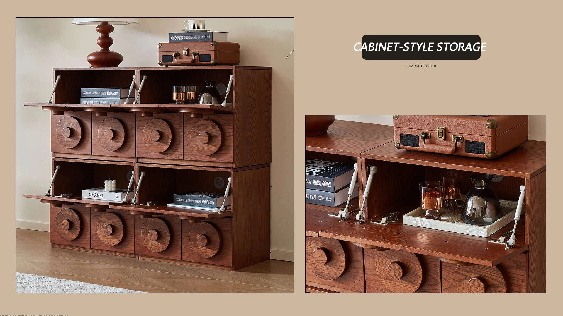 Modern Retro Walnut Wood Combination Cabinet Modular Design for Home or Hotel Living Room Furniture