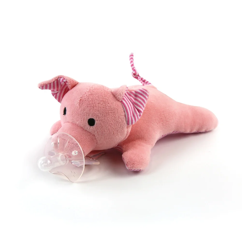 Blara 100% Cotton Organic Animal Plush Toys Pink Piggy With Pacifier Baby Sleeping Comforter  Stuffed Toys