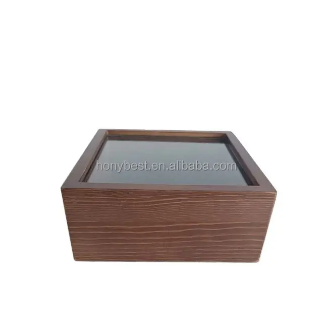 Durable Home or Office Decor Walnut Color Pine Wood Shadow Box Frame Display Case Wooden Memory Box Frame For Wall and Tabletop