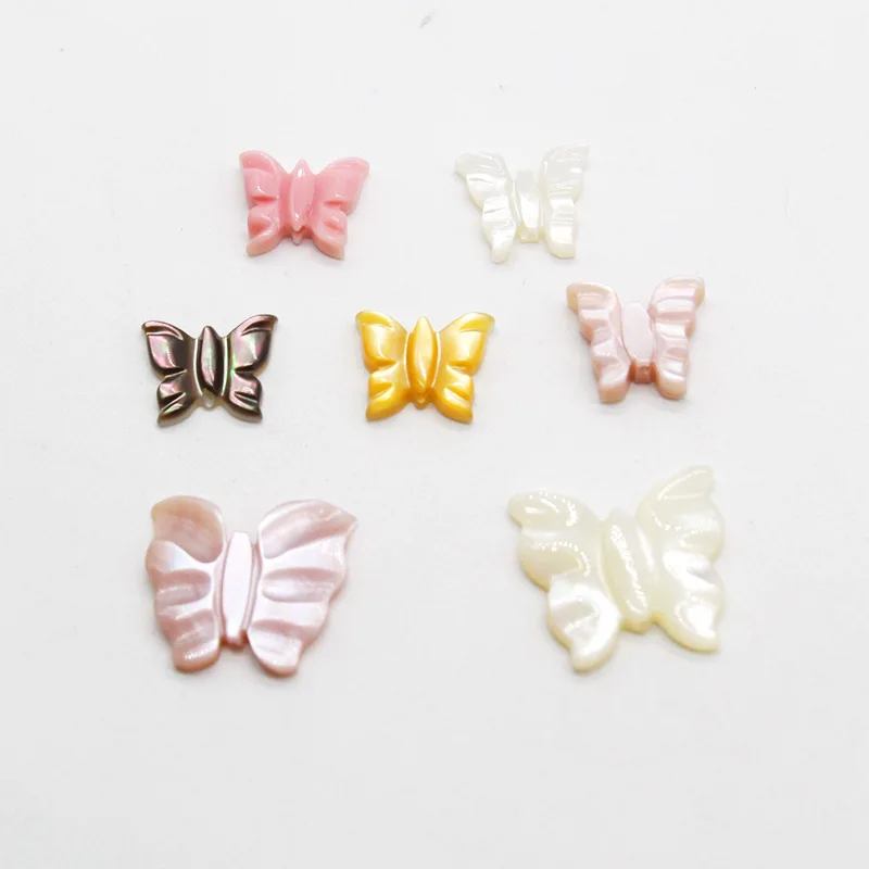 Middle drilled pink yellow butterfly shell flower beads butterfly flower shell accessories for DIY earrings jewelry
